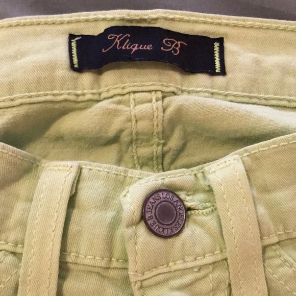 Vintage Klique B Los Angeles Lime Green Denim Skinny Leg Jean Size 0 - Picture 6 of 8